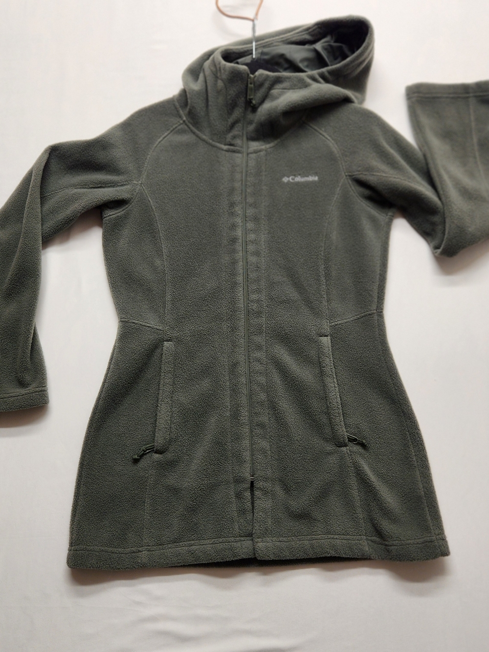 ⭐ Columbia Womens Long Fleece Hoodie Grey Full Zip Gorpcore Cozy XS